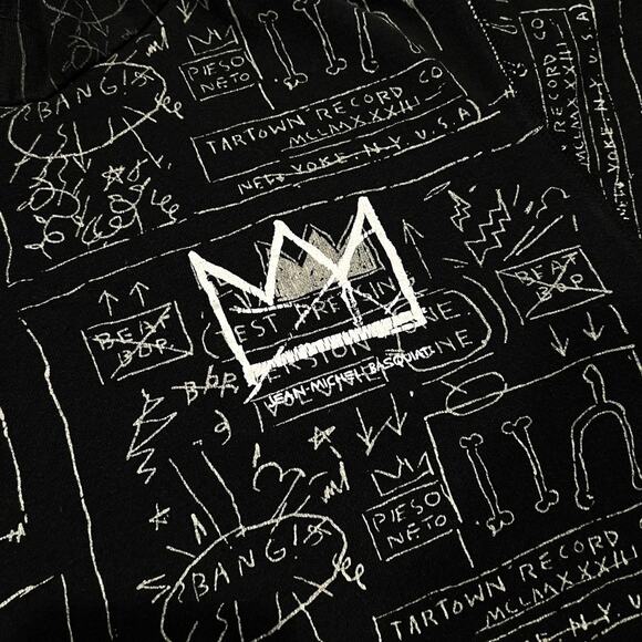 ★ Jean-Michel Basquiat All Over Print Black & White Graphic Hoodie ★ - Picture 4 of 7